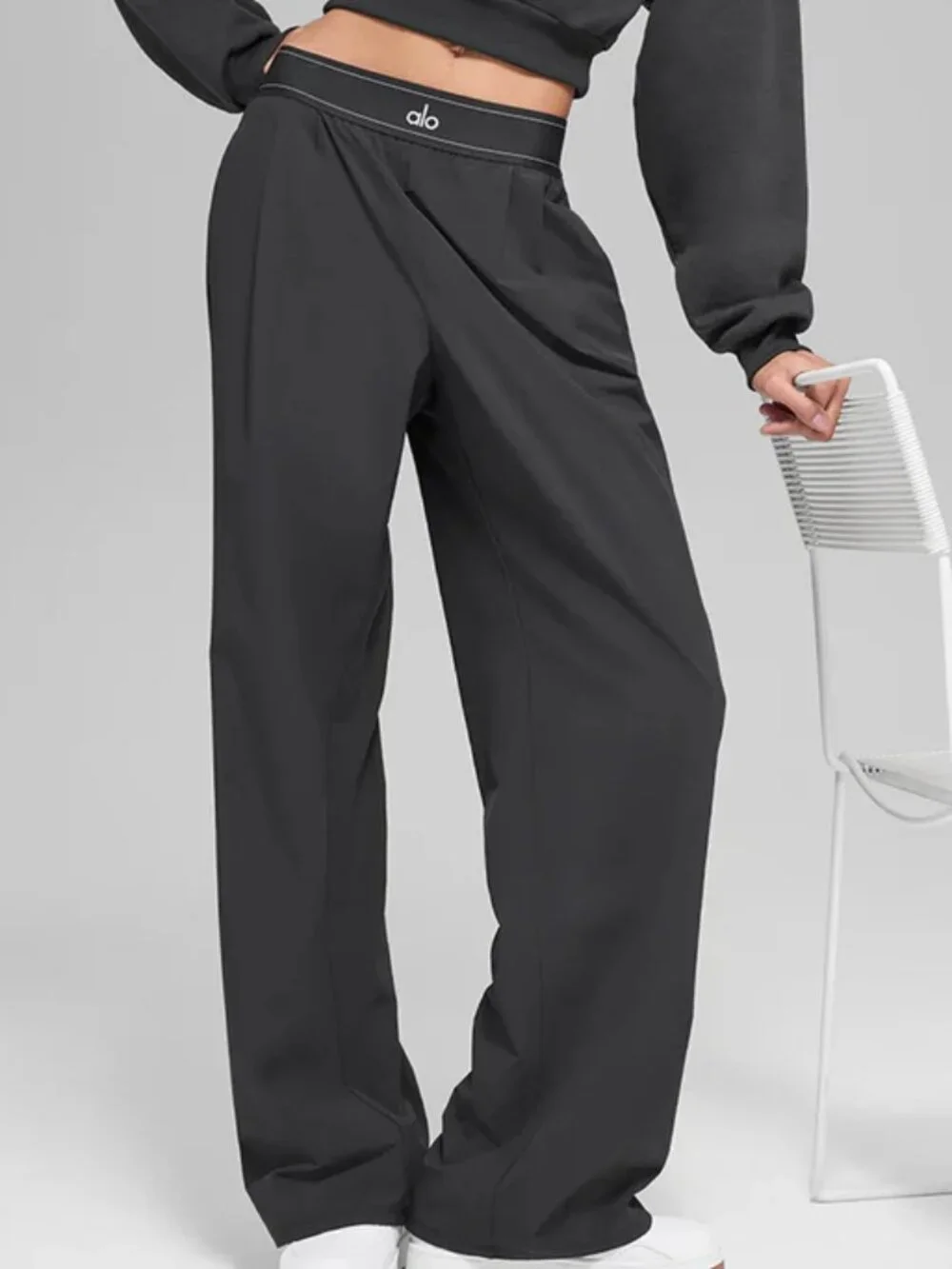 Women's ALO Yoga Relaxed Dark Grey Straight-Leg Suit UpPants✨ (30